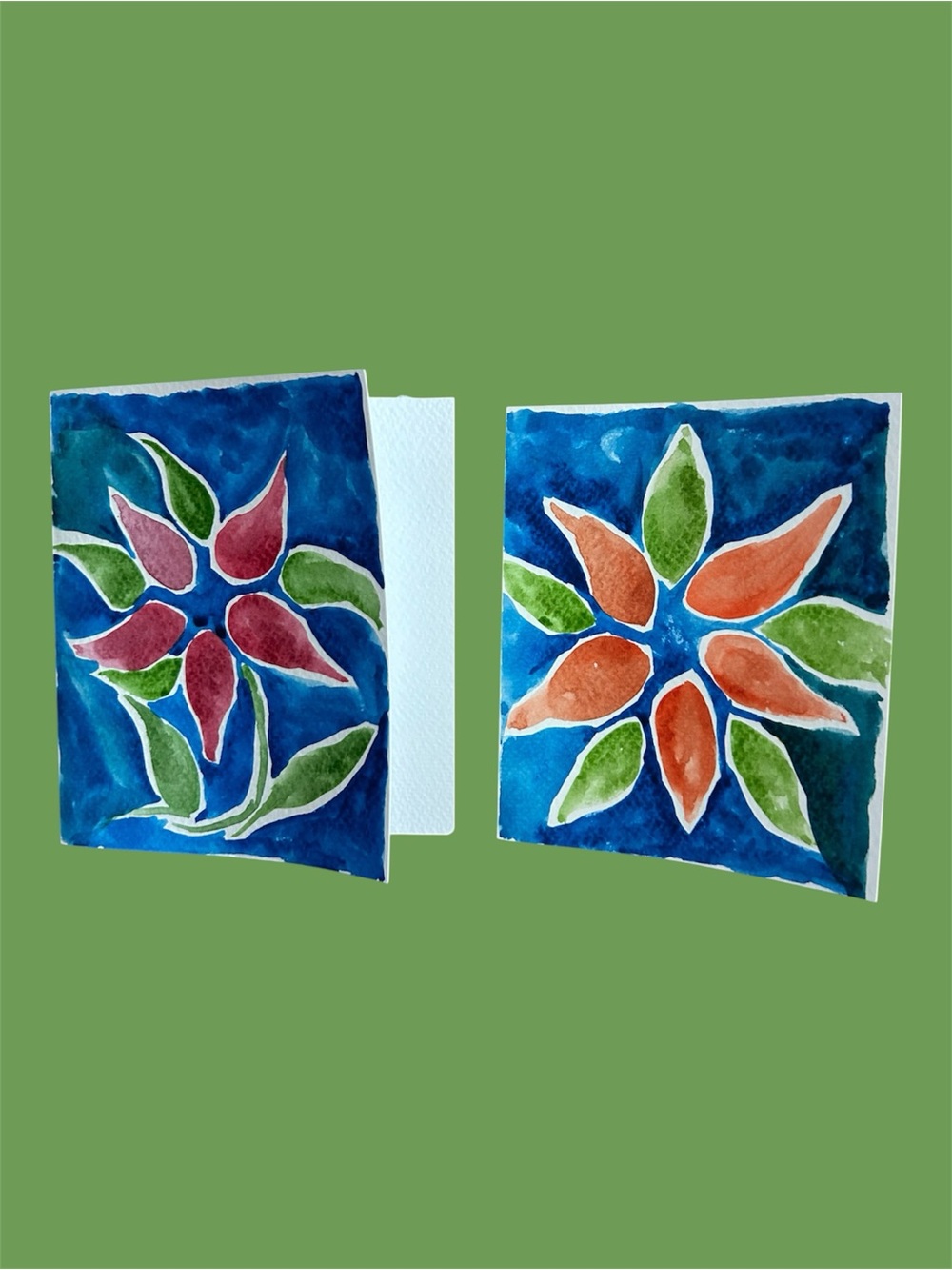 🆓 (2) Handmade Watercolour Floral Cards 🌺